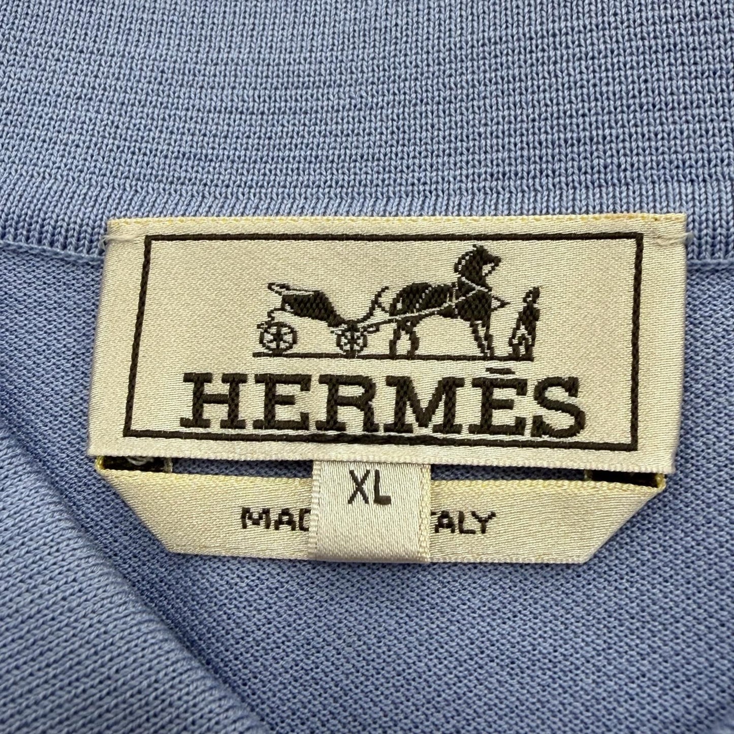 Hermes Cotton 100% Logo Embroidery Chest Pocket Short Sleeve Polo Shirt Purple — view 7