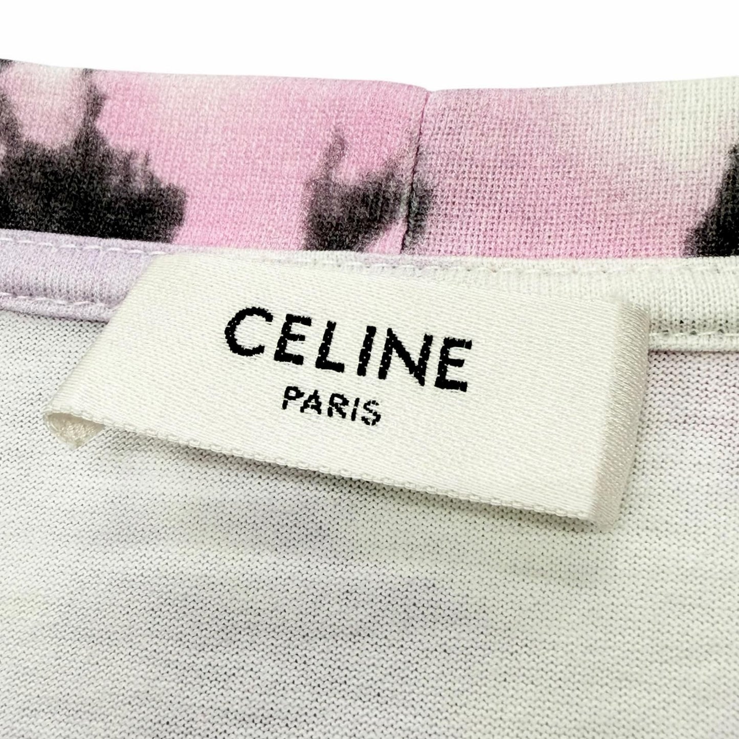 Celine Cotton 100% Tie Dye Logo Print Crew Neck Short Sleeve T-Shirt Multi — view 6