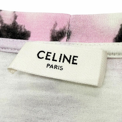 Celine Cotton 100% Tie Dye Logo Print Crew Neck Short Sleeve T-Shirt Multi — view 6