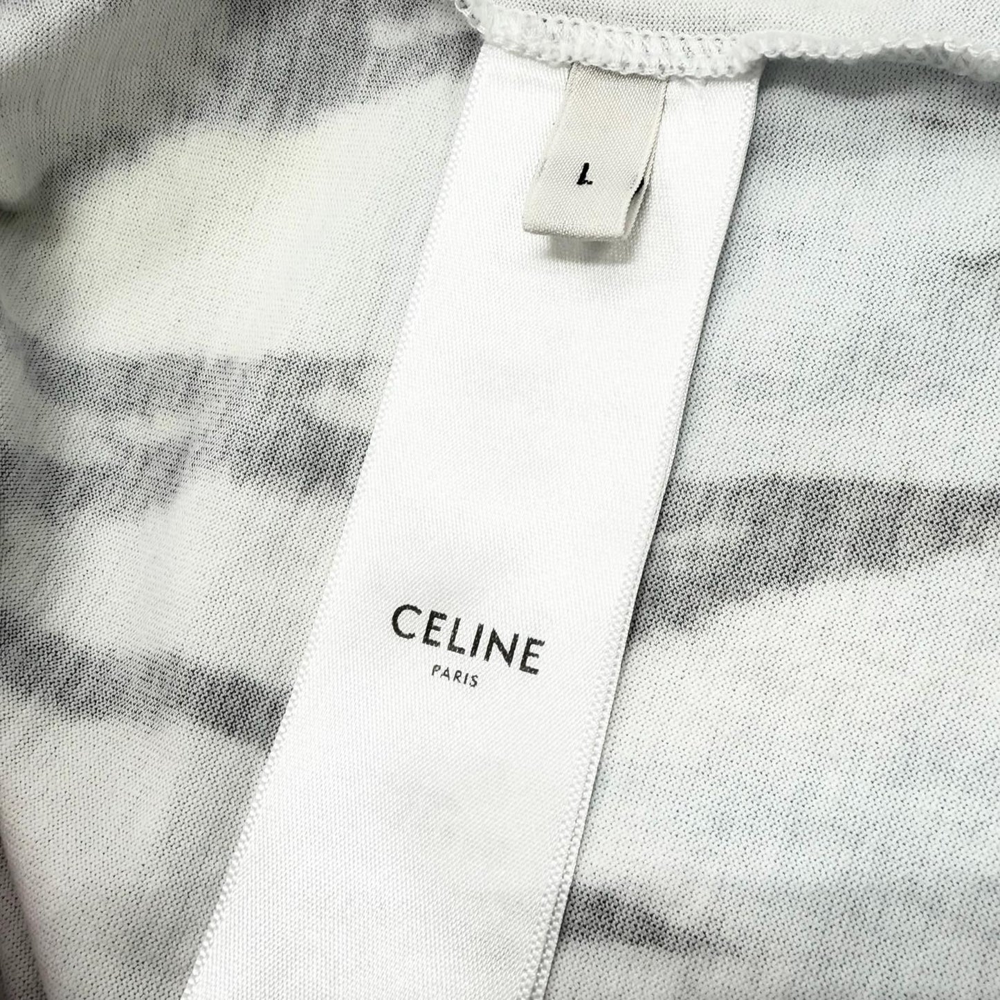 Celine Cotton 100% Tie Dye Logo Print Crew Neck Short Sleeve T-Shirt Multi — view 7