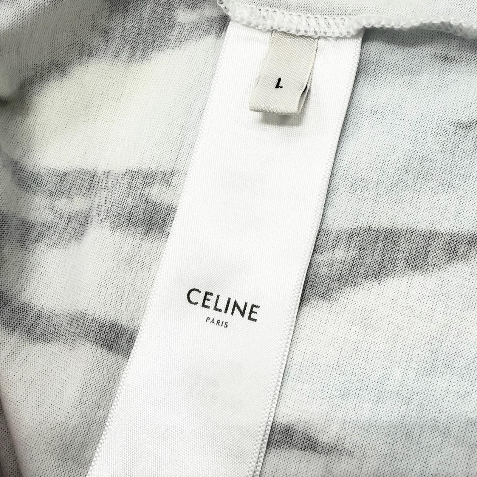 Celine Cotton 100% Tie Dye Logo Print Crew Neck Short Sleeve T-Shirt Multi — view 7