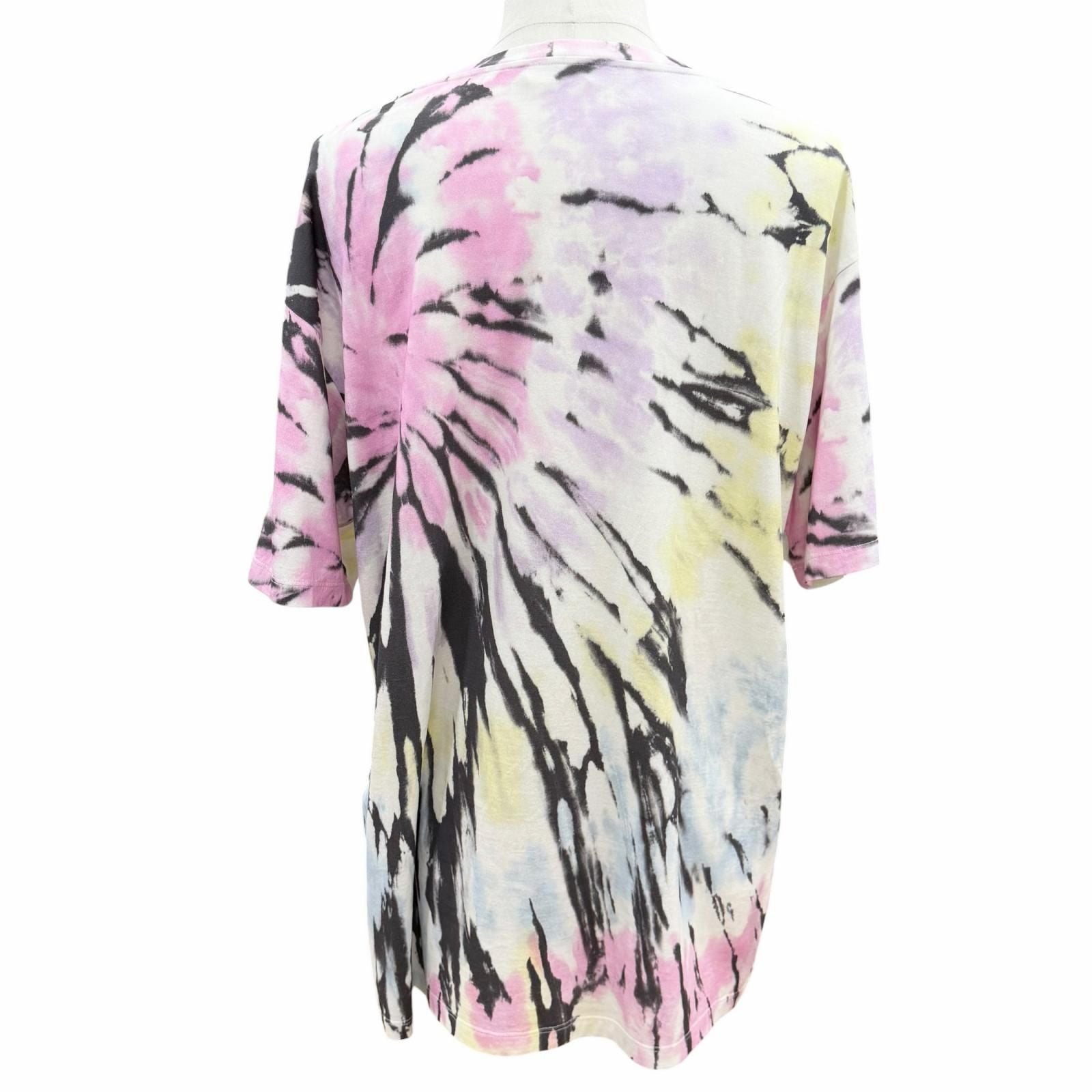Celine Cotton 100% Tie Dye Logo Print Crew Neck Short Sleeve T-Shirt Multi — view 4