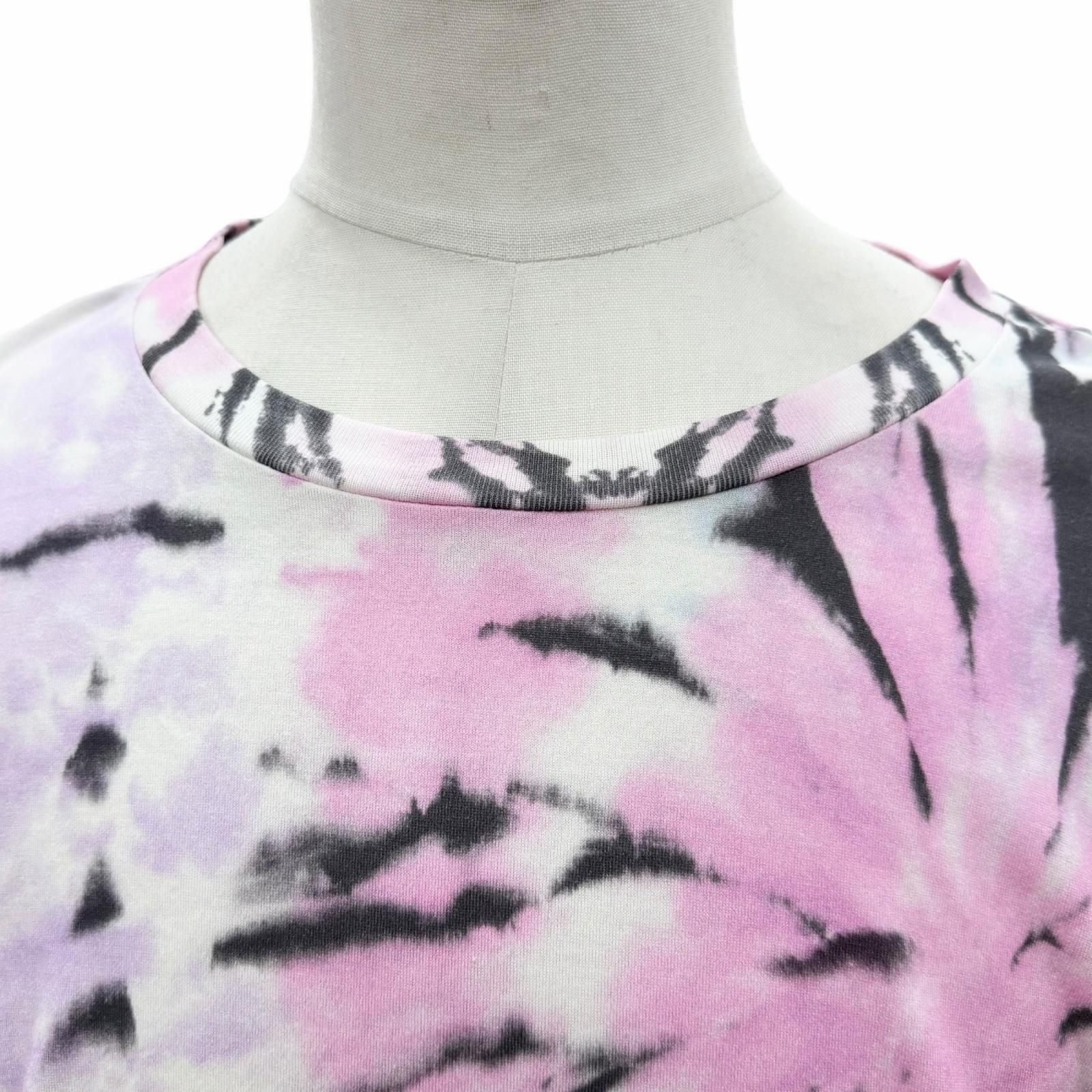 Celine Cotton 100% Tie Dye Logo Print Crew Neck Short Sleeve T-Shirt Multi — view 2