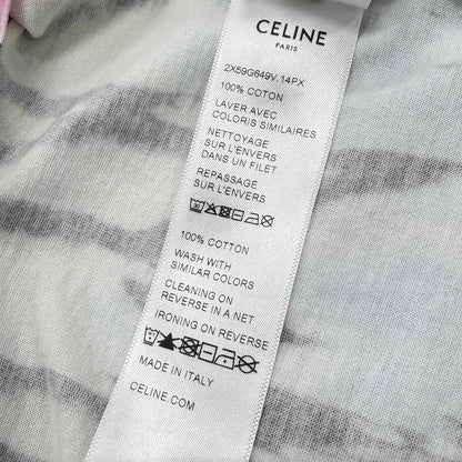 Celine Cotton 100% Tie Dye Logo Print Crew Neck Short Sleeve T-Shirt Multi — view 8