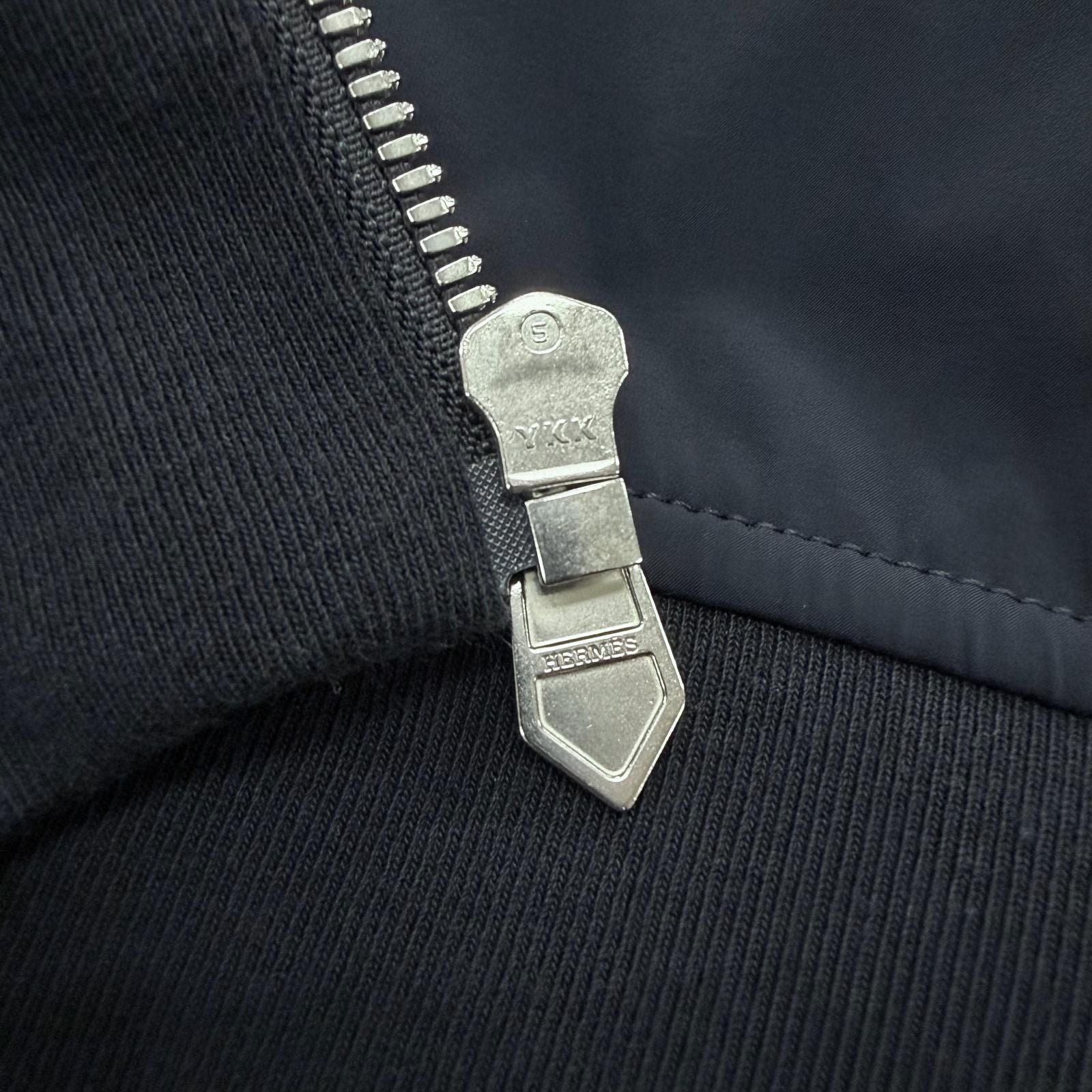 Hermes Sport Capsule Cotton 100% Marine Logo Contrast Jacket — view 7