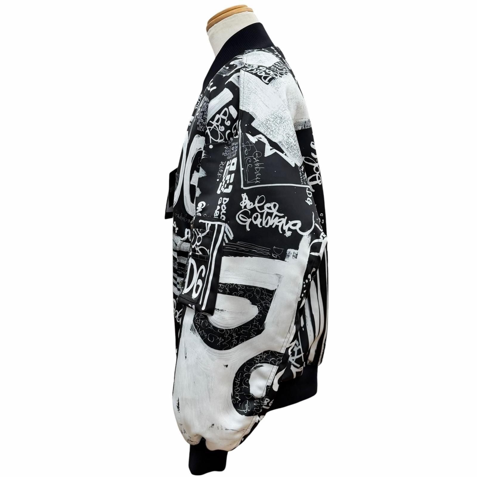 Dolce & Gabbana Graffiti Black Tag Double Zip Up Jacket Bomber White — view 3