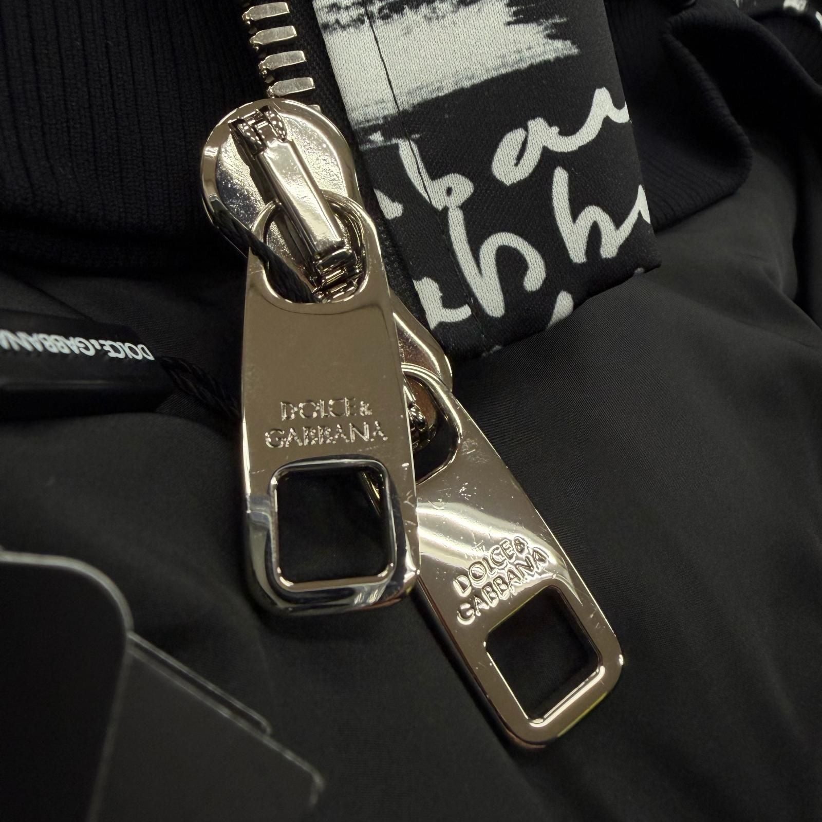Dolce & Gabbana Graffiti Black Tag Double Zip Up Jacket Bomber White — view 7