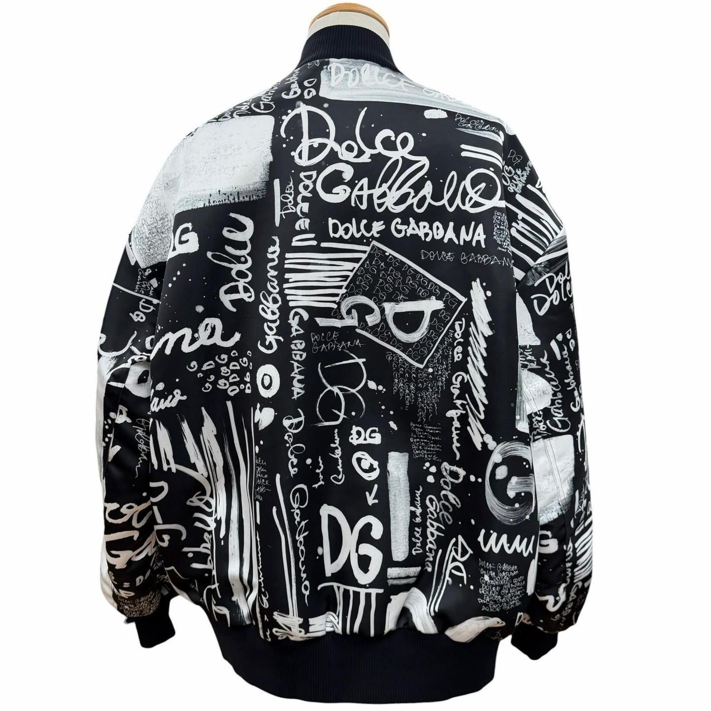 Dolce & Gabbana Graffiti Black Tag Double Zip Up Jacket Bomber White — view 4