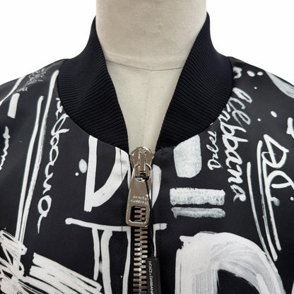Dolce & Gabbana Graffiti Black Tag Double Zip Up Jacket Bomber White — view 2