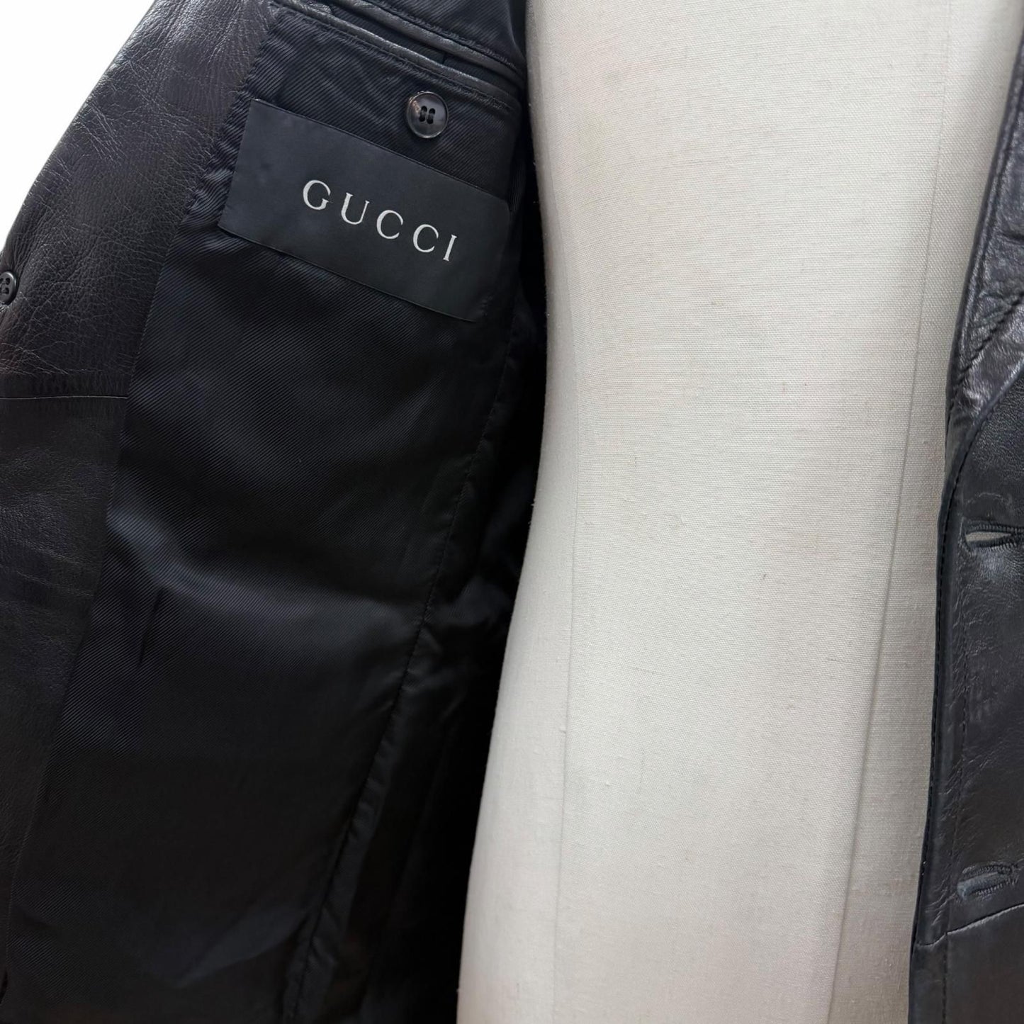 Gucci Vintage Sheep Leather Lambskin Era Single Jacket Tailored Black 46 — view 5