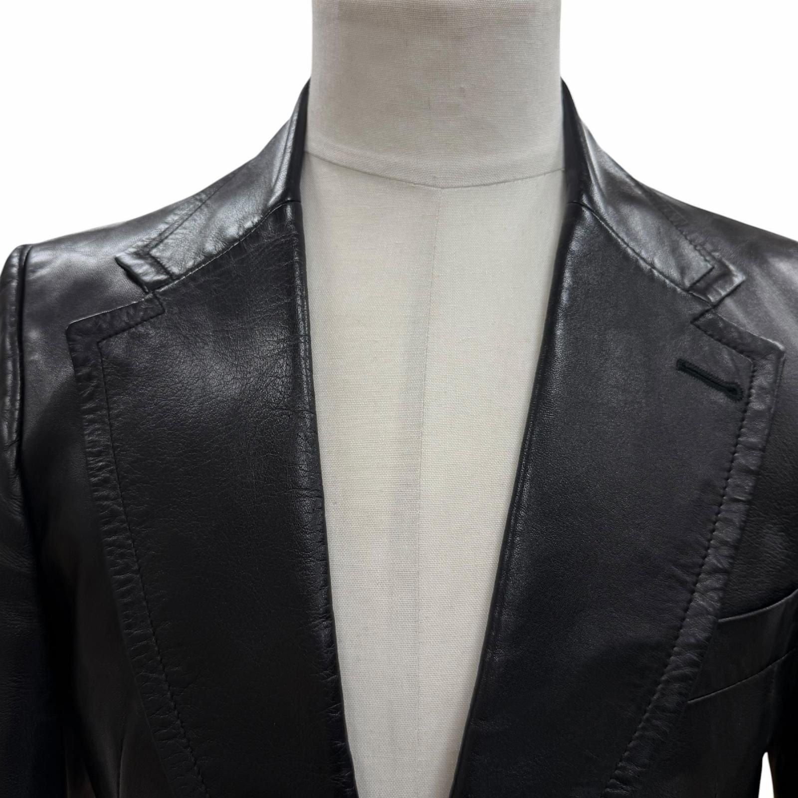 Gucci Vintage Sheep Leather Lambskin Era Single Jacket Tailored Black 46 — view 2