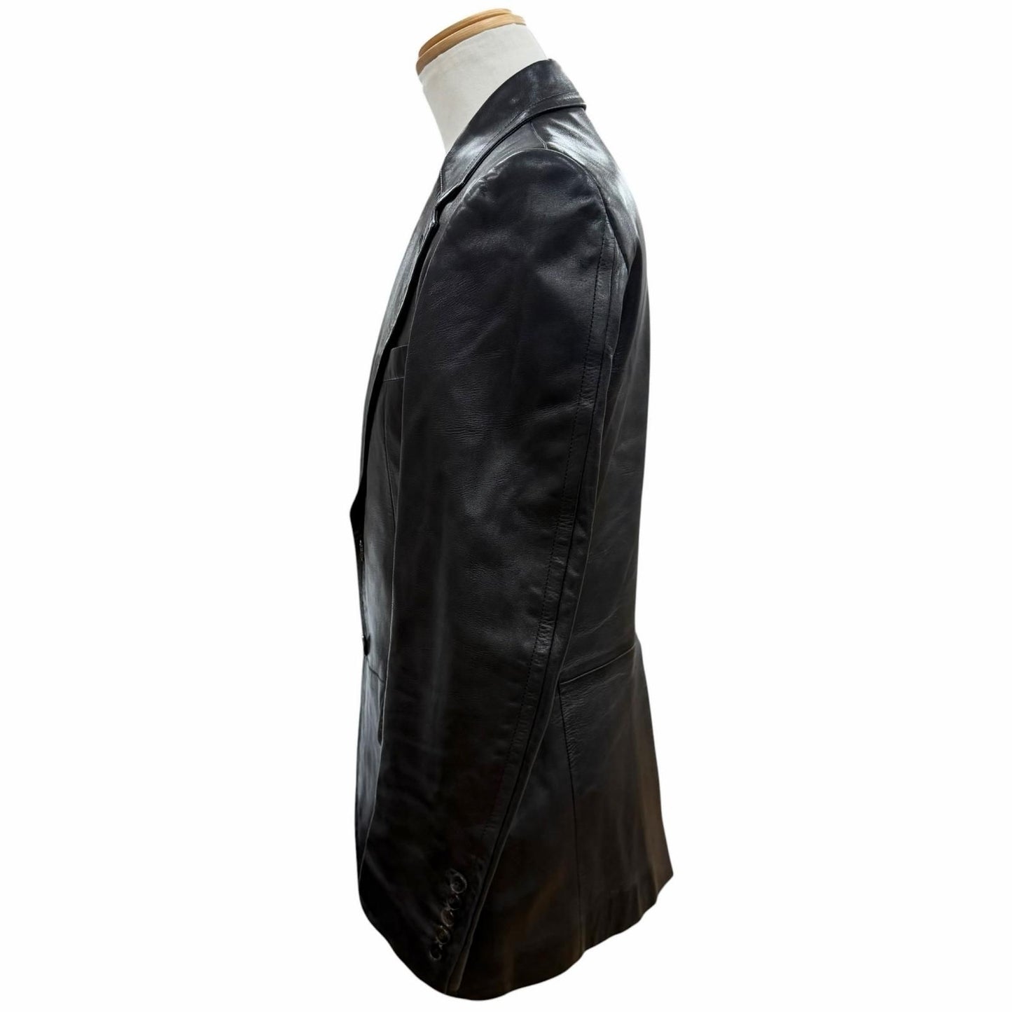 Gucci Vintage Sheep Leather Lambskin Era Single Jacket Tailored Black 46 — view 3