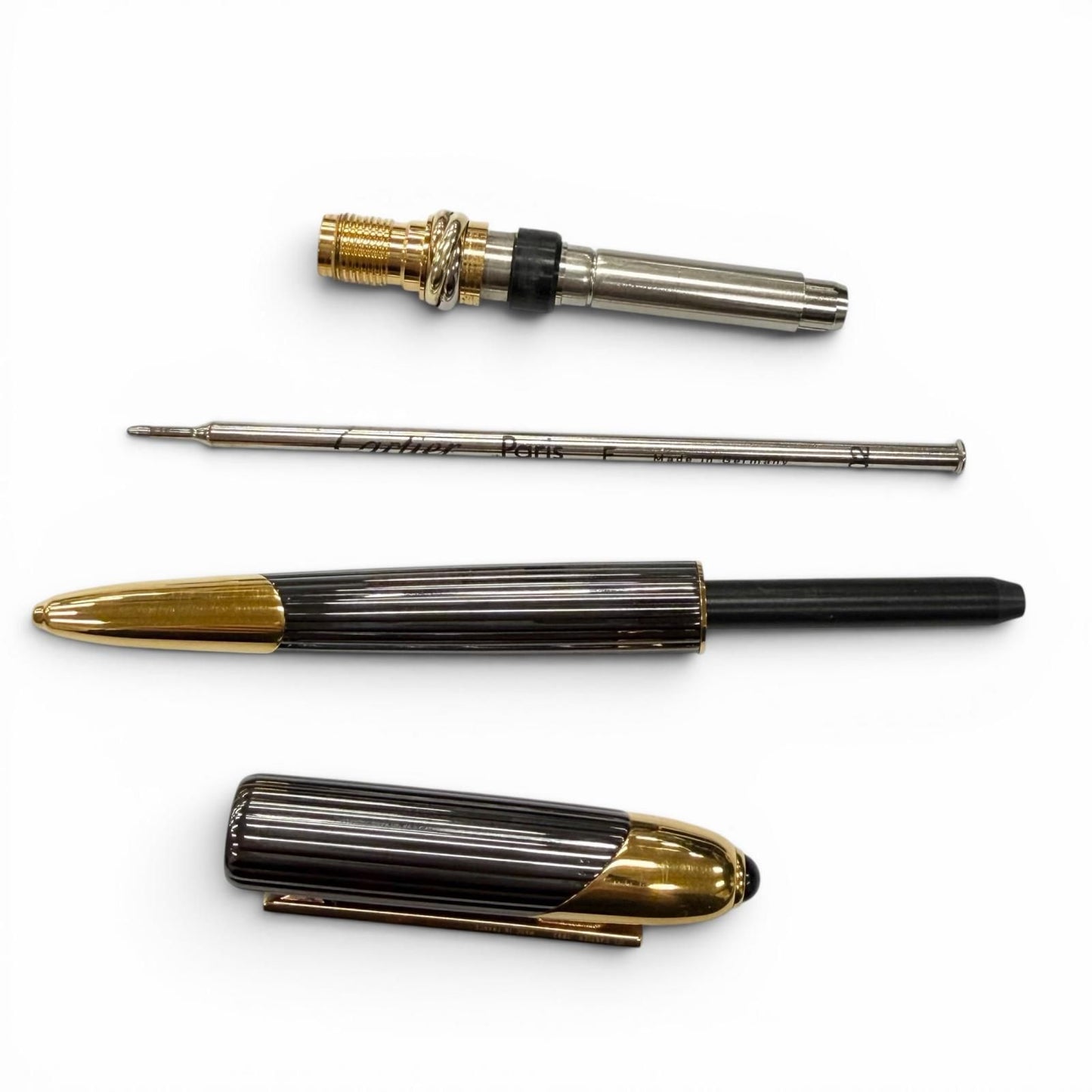 Cartier Trinity Color Stone Twist Ballpoint Pen Black Gold Handwriting Confirmed — view 4