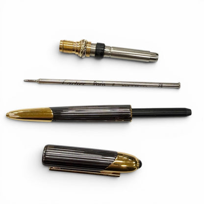 Cartier Trinity Color Stone Twist Ballpoint Pen Black Gold Handwriting Confirmed — view 4