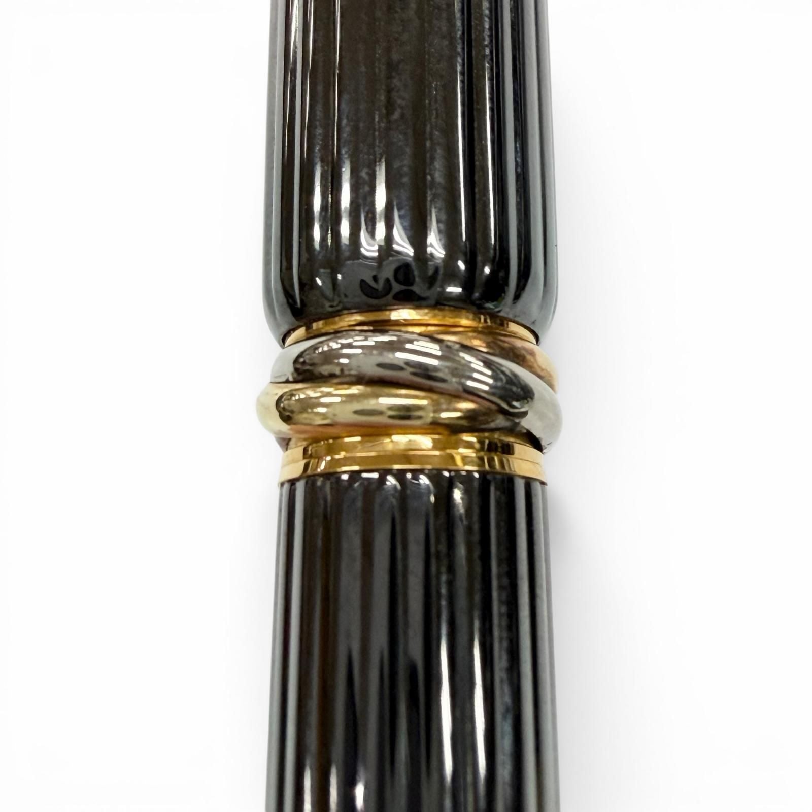 Cartier Trinity Color Stone Twist Ballpoint Pen Black Gold Handwriting Confirmed — view 7