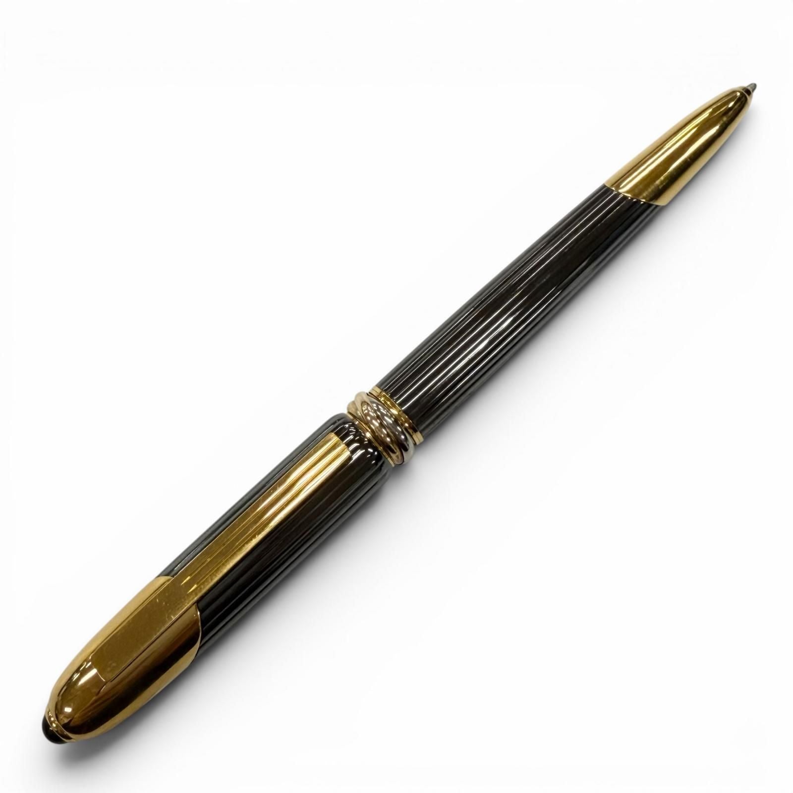 Cartier Trinity Color Stone Twist Ballpoint Pen Black Gold Handwriting Confirmed — view 3