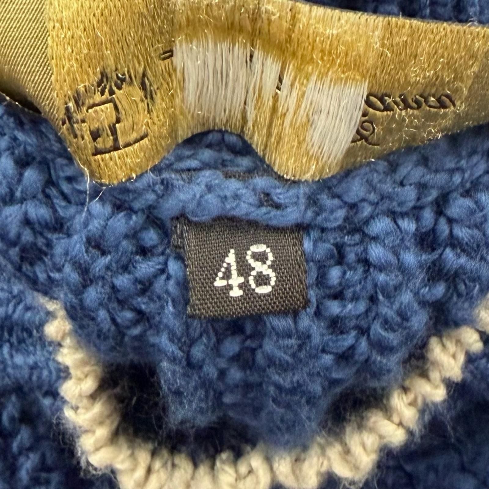 Loro Piana Cotton Crew Neck Long Sleeve Knit Sweater Blue 48 — view 7