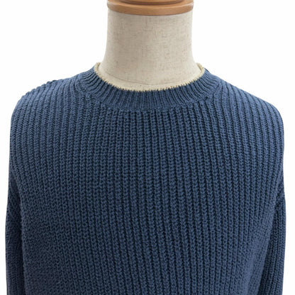 Loro Piana Cotton Crew Neck Long Sleeve Knit Sweater Blue 48 — view 2