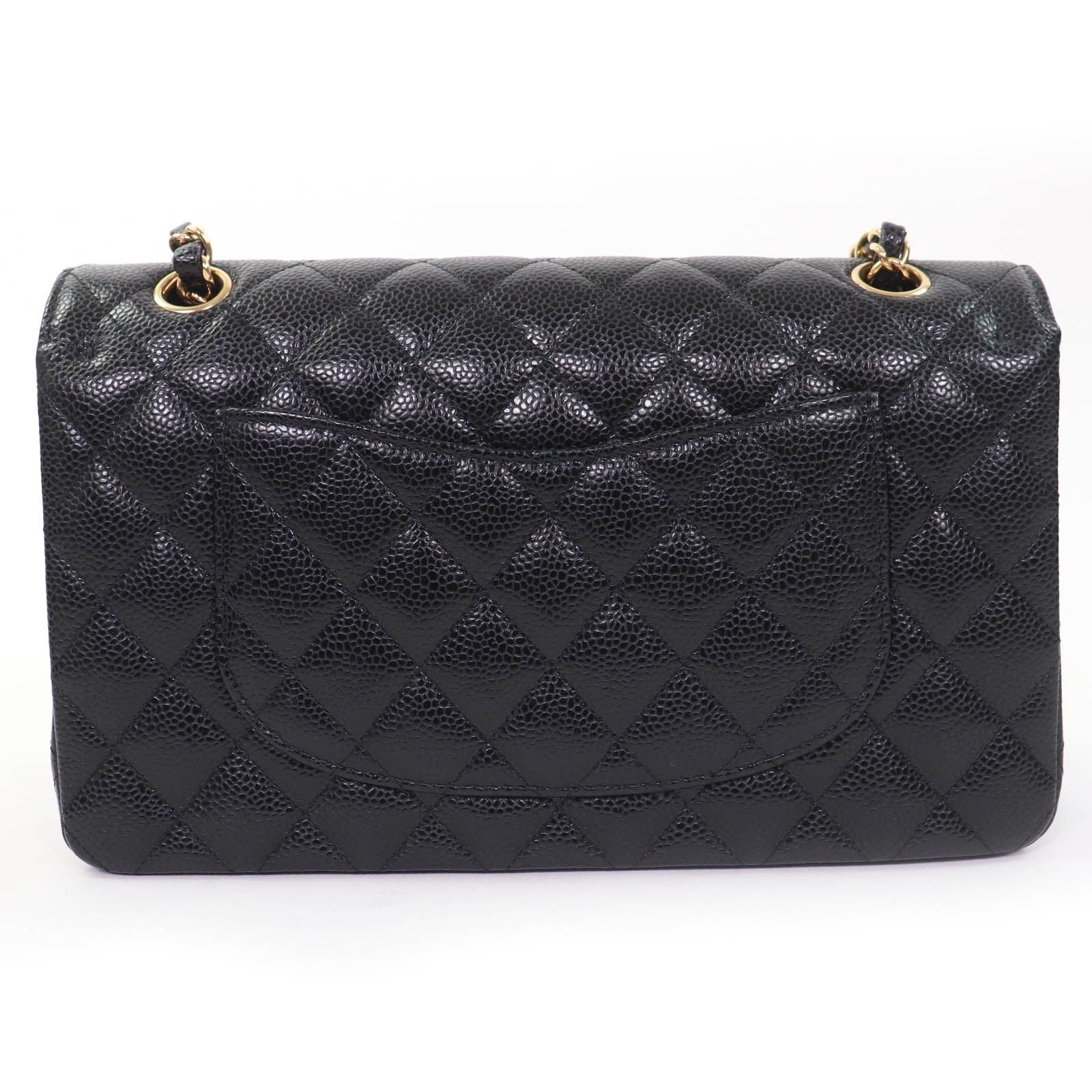 Chanel Quilted 25 Caviar Leather Chain Shoulder Bag Black Gold — view 3