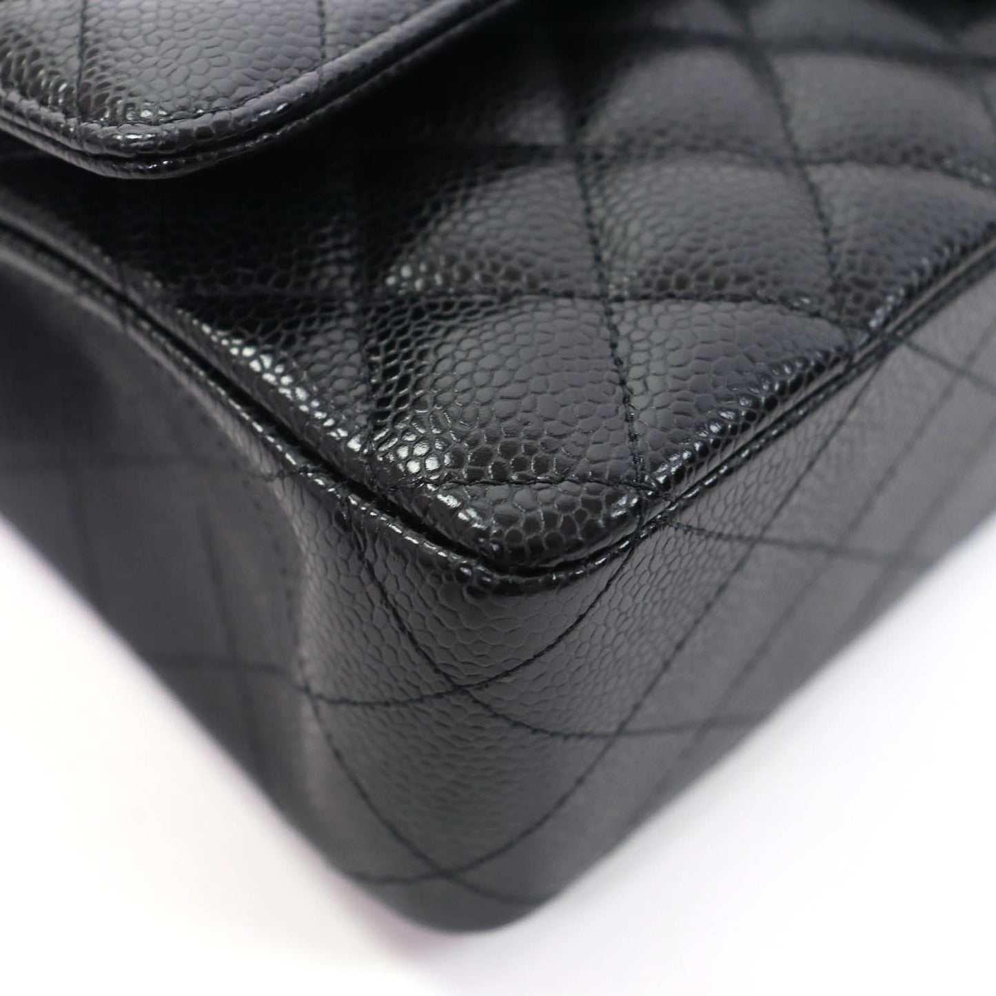 Chanel Quilted 25 Caviar Leather Chain Shoulder Bag Black Gold — view 7