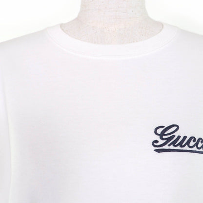 Gucci Cotton 100% Logo Embroidery Oversize Jersey Short Sleeve T-Shirt White — view 4