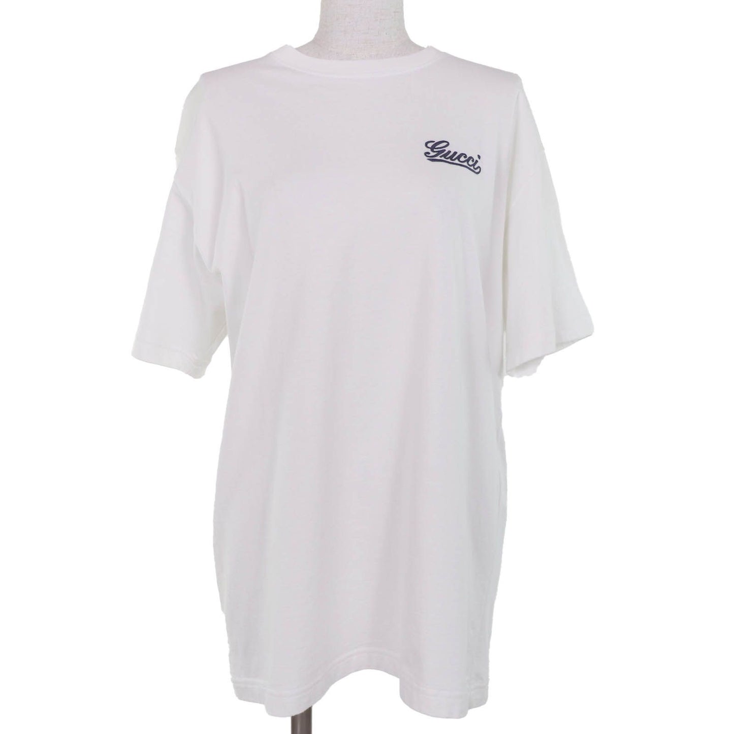 Gucci Cotton 100% Logo Embroidery Oversize Jersey Short Sleeve T-Shirt White