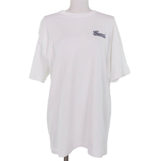 Gucci Cotton 100% Logo Embroidery Oversize Jersey Short Sleeve T-Shirt White
