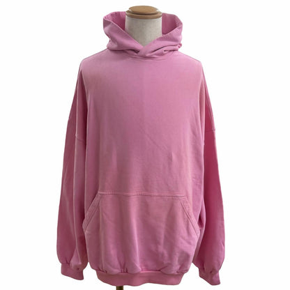 Balenciaga Back Logo Embroidery Distressed Pullover Hoodie Pink