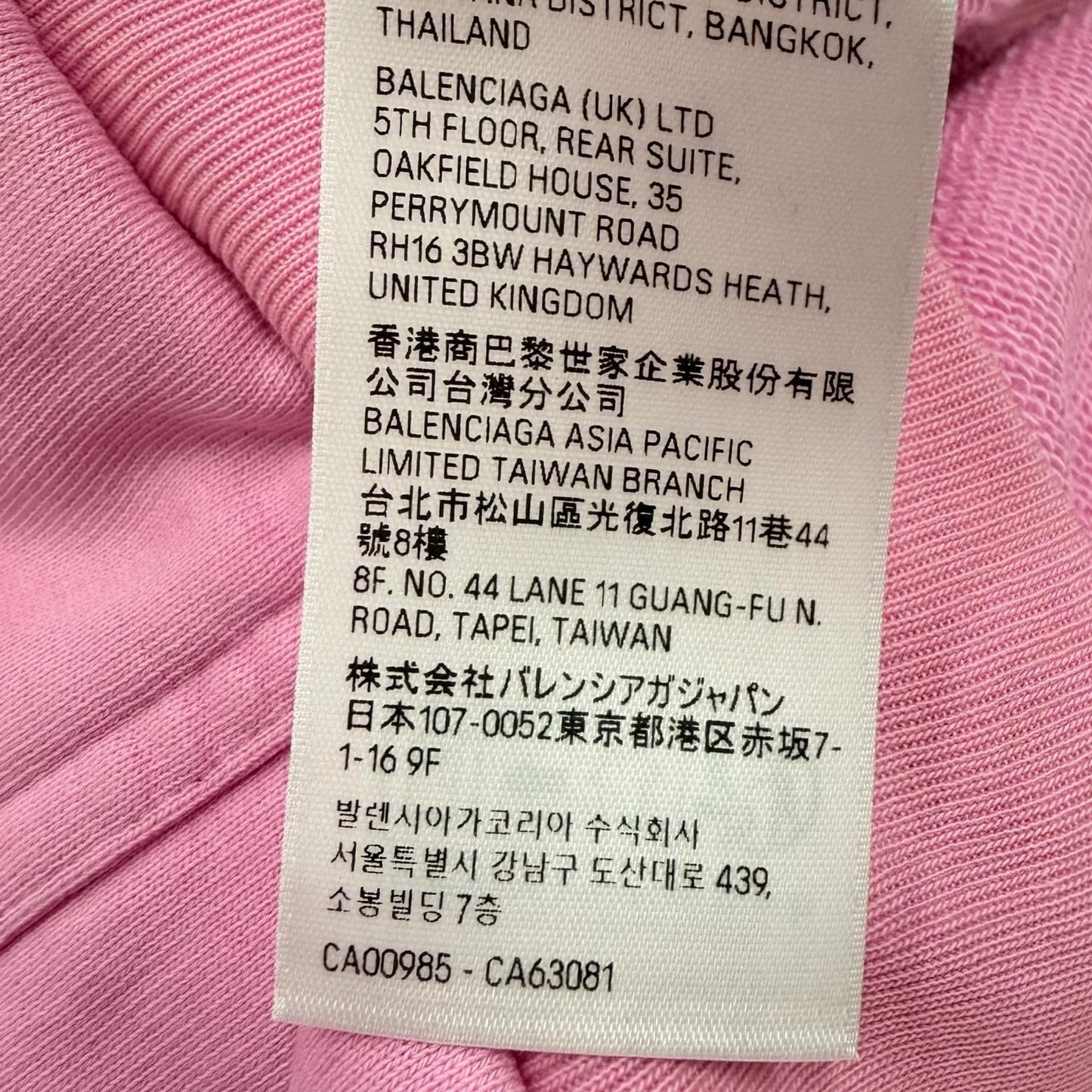 Balenciaga Back Logo Embroidery Distressed Pullover Hoodie Pink — view 9