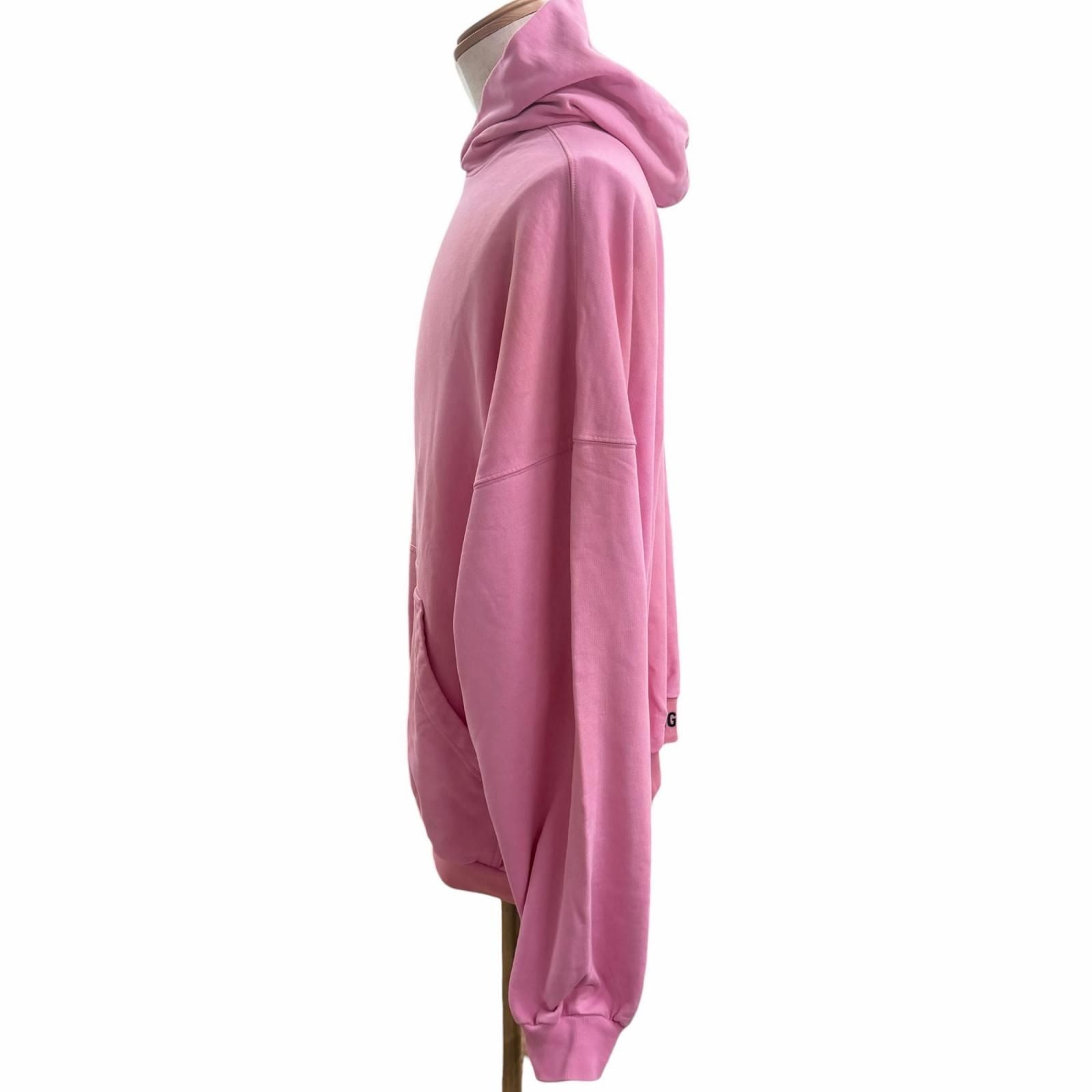 Balenciaga Back Logo Embroidery Distressed Pullover Hoodie Pink — view 3