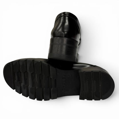 Chanel CC Logo Leather Loafers Shoes Black Silver — view 6
