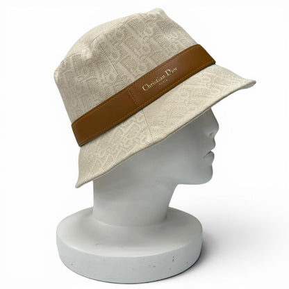 Dior Cotton 100% Teddy-d Bob Hat Leather Hat Light Beige 57 — view 3