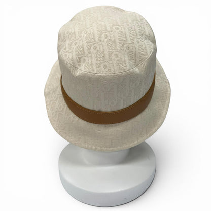 Dior Cotton 100% Teddy-d Bob Hat Leather Hat Light Beige 57 — view 4