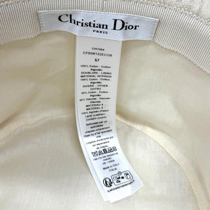 Dior Cotton 100% Teddy-d Bob Hat Leather Hat Light Beige 57 — view 7