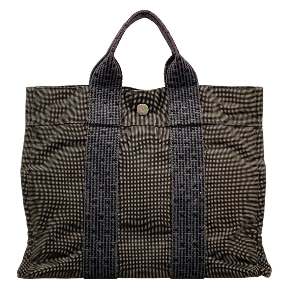 Hermes Tote Her Line PM Dark Gray Black Silver