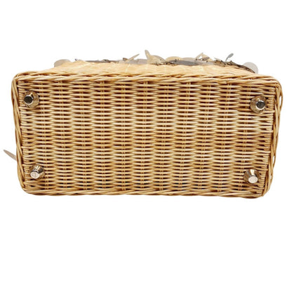 Prada Wicker Basket Bag Handbag Rattan Cotton Sequin — view 3