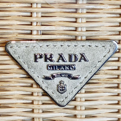 Prada Wicker Basket Bag Handbag Rattan Cotton Sequin — view 4