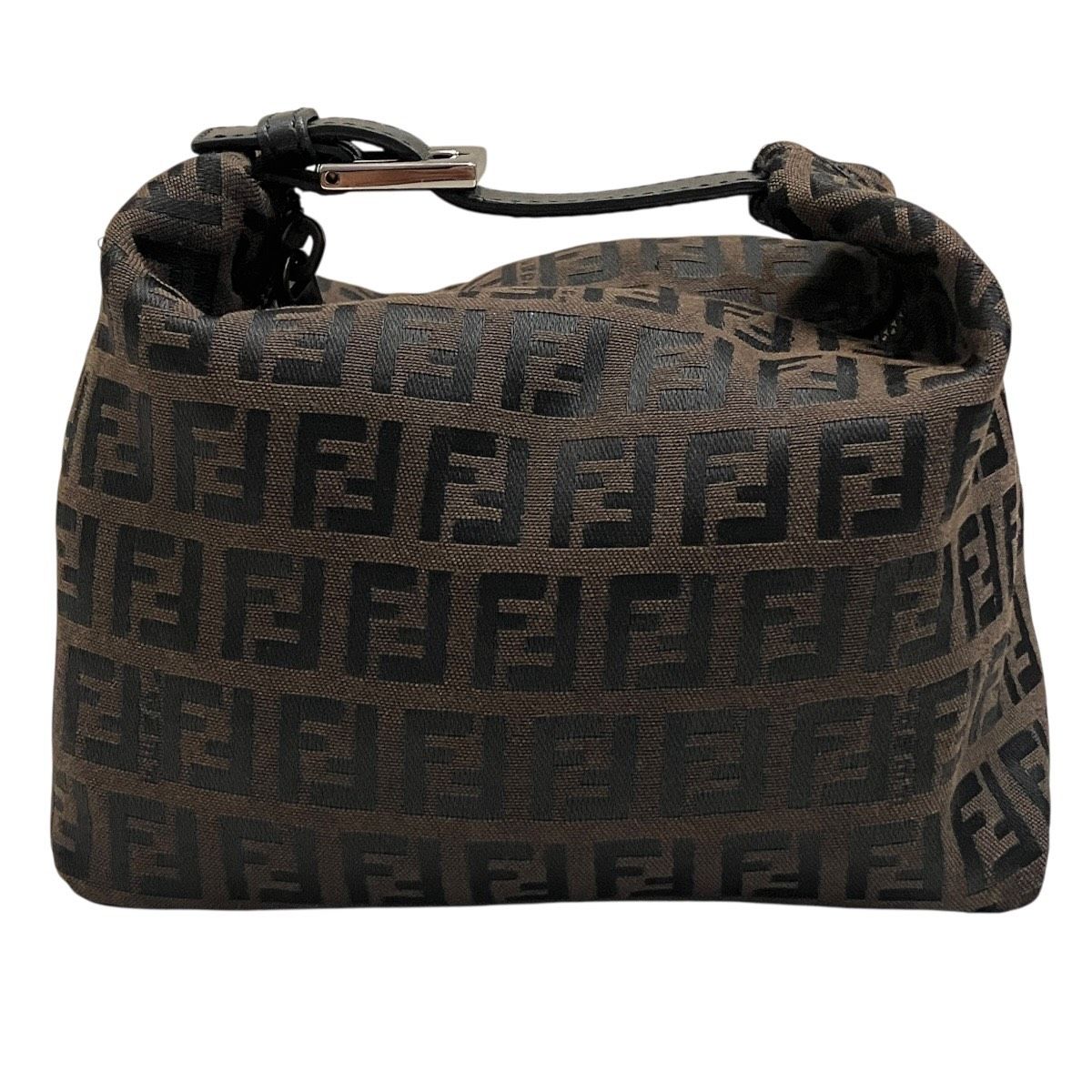 Fendi Zucca Pattern Pouch Handbag Canvas Leather