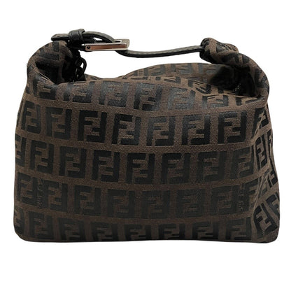 Fendi Zucca Pattern Pouch Handbag Canvas Leather