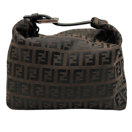 Fendi Zucca Pattern Pouch Handbag Canvas Leather
