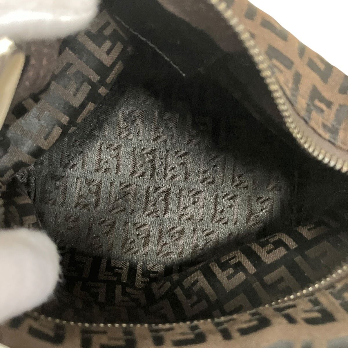 Fendi Zucca Pattern Pouch Handbag Canvas Leather — view 6
