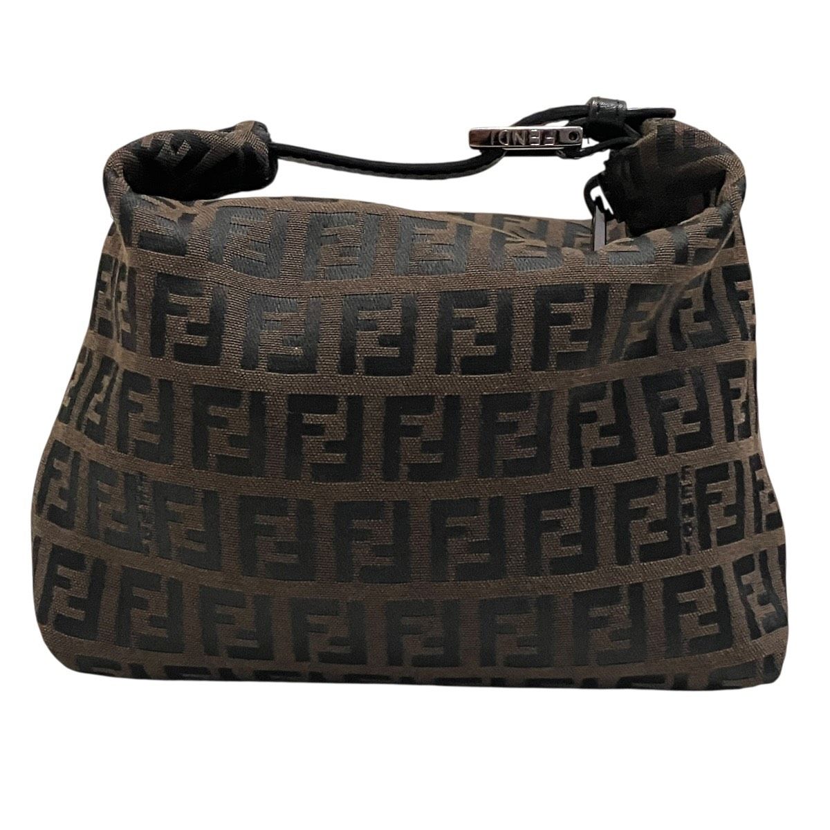 Fendi Zucca Pattern Pouch Handbag Canvas Leather — view 2