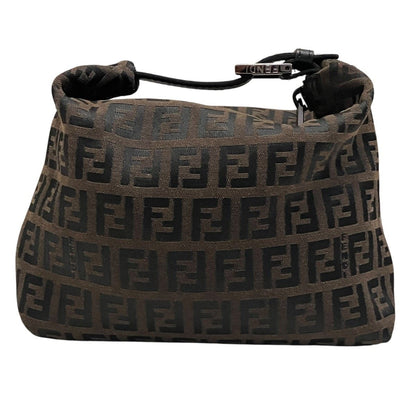 Fendi Zucca Pattern Pouch Handbag Canvas Leather — view 2