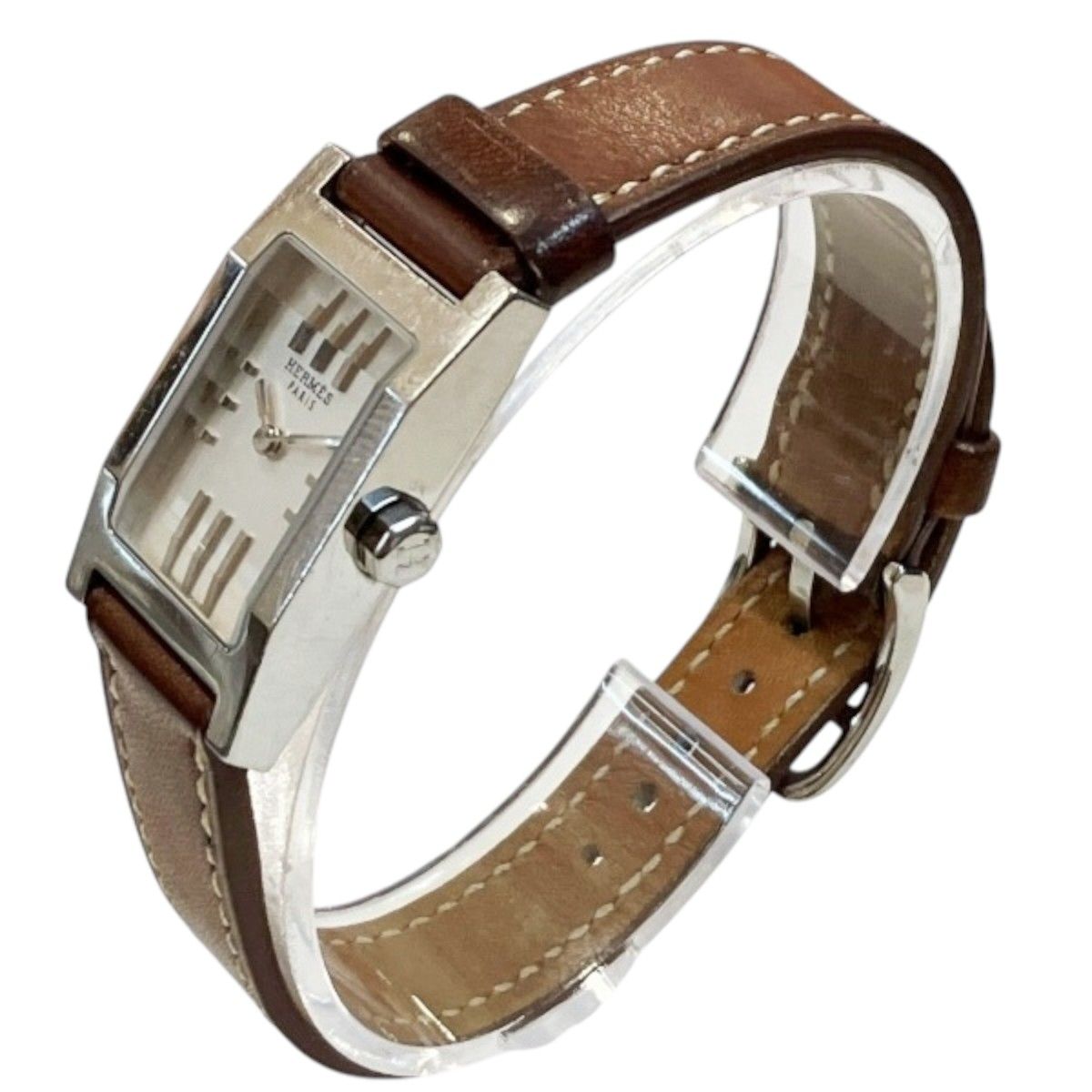 Hermes Tandem Watch SS Leather Quartz — view 2