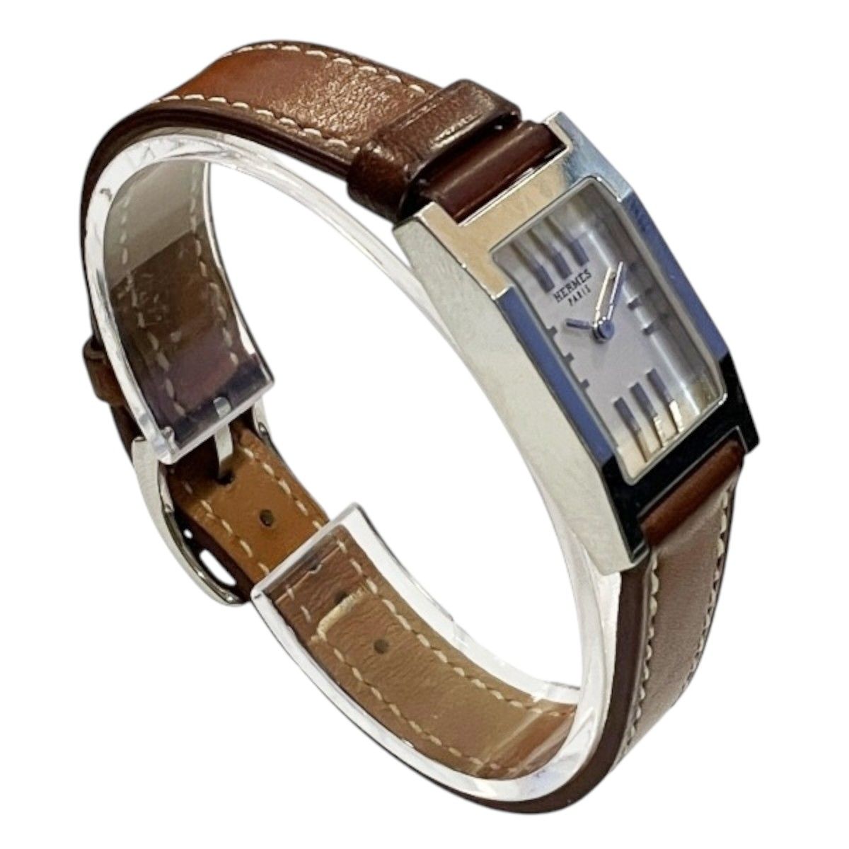 Hermes Tandem Watch SS Leather Quartz — view 3