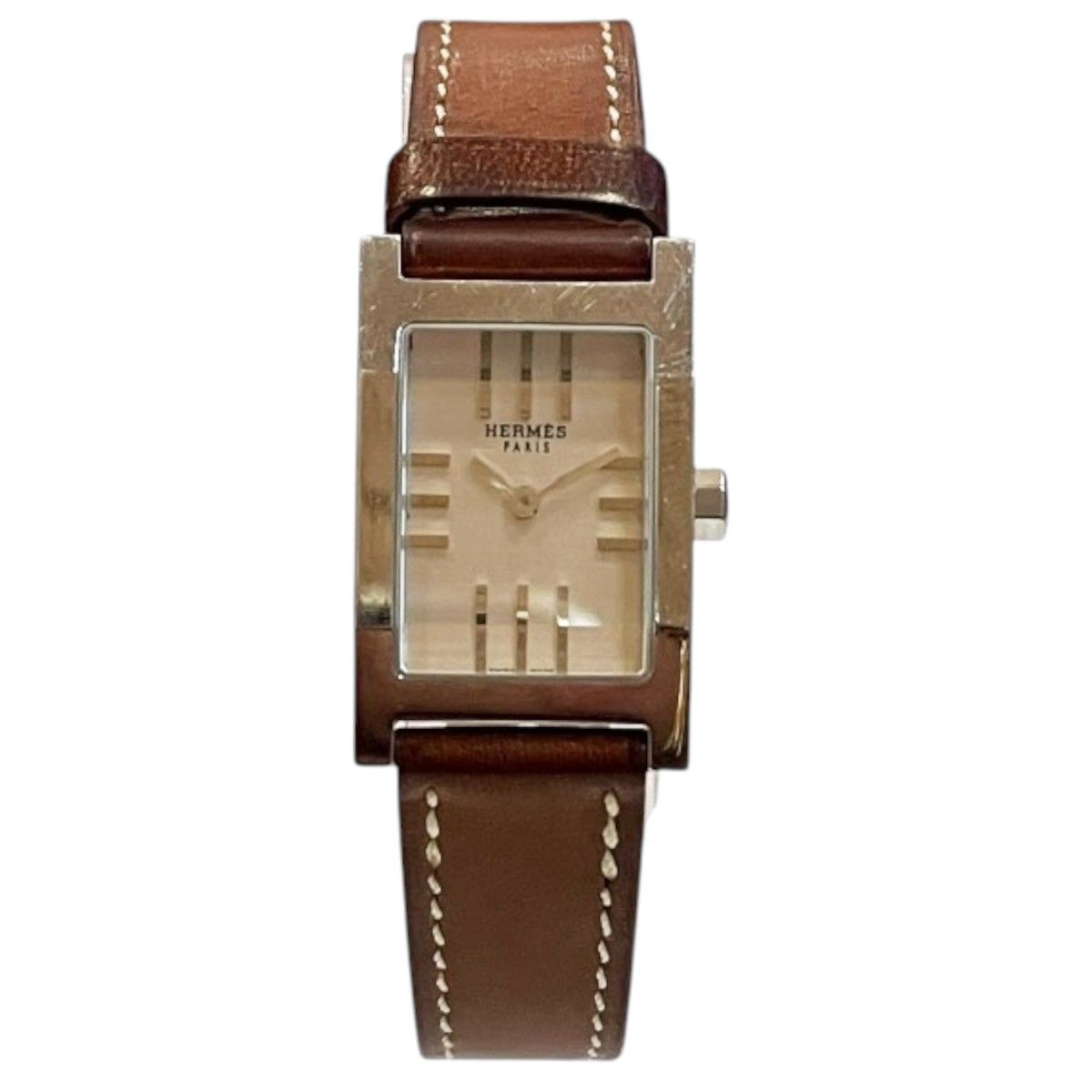Hermes Tandem Watch SS Leather Quartz