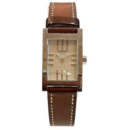 Hermes Tandem Watch SS Leather Quartz