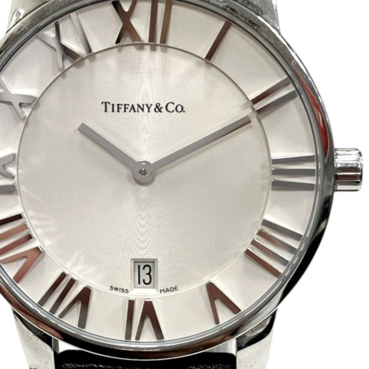 Tiffany & Co Atlas Dome Watch SS Leather Quartz White Dial — view 4