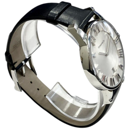 Tiffany & Co Atlas Dome Watch SS Leather Quartz White Dial — view 3