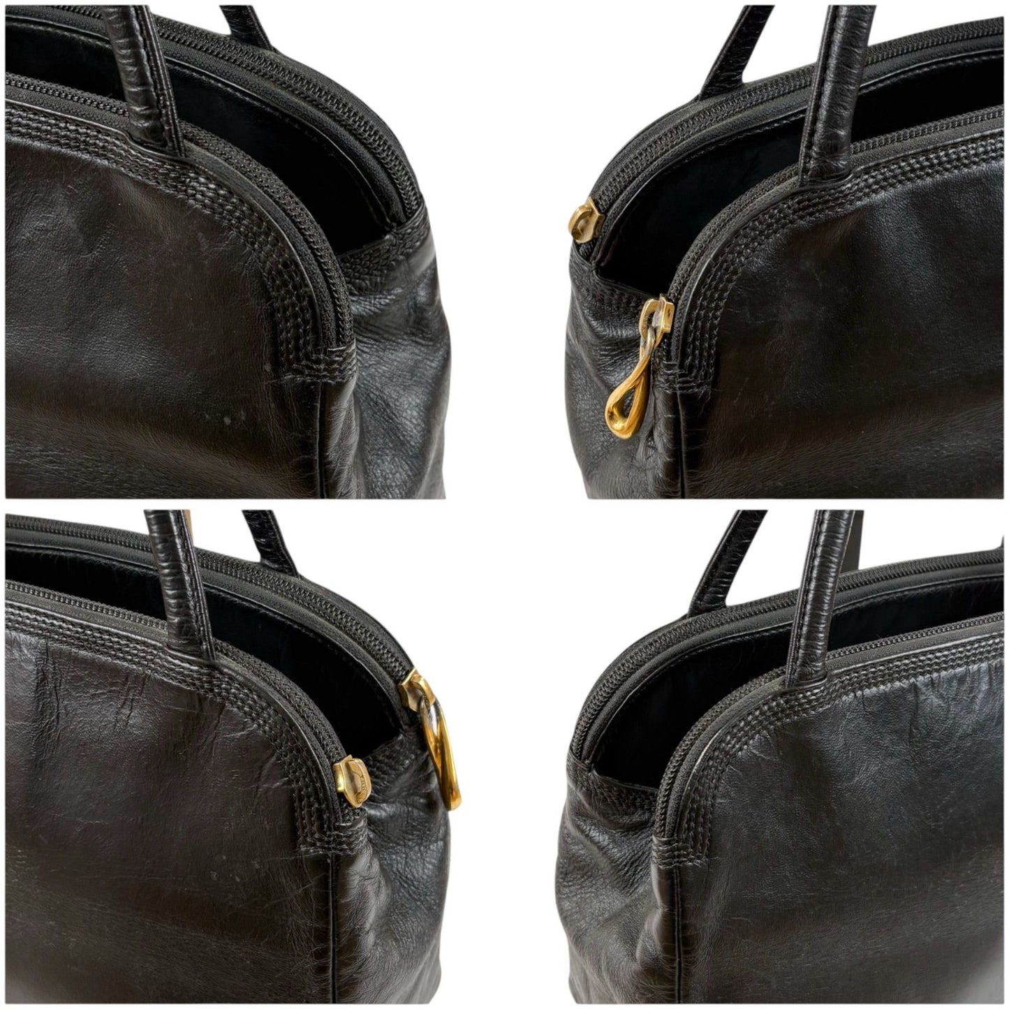 Loewe Anagram Logo Mini Handbag Black Nappa Leather Gold Vintage — view 4